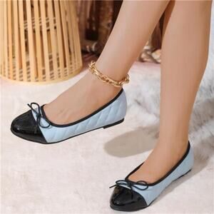 Women’s Comfortable Dressy Ballet Flats Shoes Bow Formal Flats Blue and Black